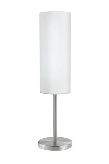 Eglo Troy 3 Satin Nickel Glass & Metal Table Lamp in White - image 1
