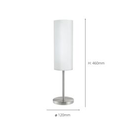 Eglo Troy 3 Satin Nickel Glass & Metal Table Lamp in White - thumbnail 4