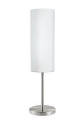 Eglo Troy 3 Satin Nickel Glass & Metal Table Lamp in White