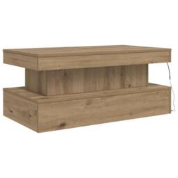 Berkfield Home Coffee Table with LED Lights Artisian Oak 90x50x40 cm in Brown - Size: 90 x 50 x 40 cm - thumbnail 9