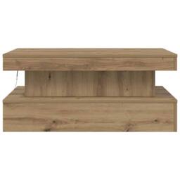 Berkfield Home Coffee Table with LED Lights Artisian Oak 90x50x40 cm in Brown - Size: 90 x 50 x 40 cm - thumbnail 7