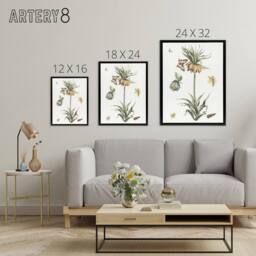 "Artery8 Keizerskroon Tulip & Butterfly Teyler Black Framed Canvas Wall Art in White - Size: W24"" x H32""" - thumbnail 4