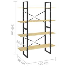 Berkfield Home Decorative 4-Tier Book Cabinet 100x30x140 cm Solid Pine Wood in Brown - Size: 100 x 30 x 140 cm - thumbnail 8
