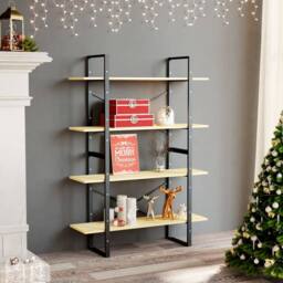 Berkfield Home Decorative 4-Tier Book Cabinet 100x30x140 cm Solid Pine Wood in Brown - Size: 100 x 30 x 140 cm - thumbnail 2