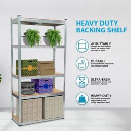 EONLION 3 x 5 Tier Metal Shelf Storage Unit Shelving in Silver - Size: 1000mm × 2000mm - thumbnail 4