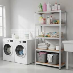 EONLION 3 x 5 Tier Metal Shelf Storage Unit Shelving in Silver - Size: 1000mm × 2000mm