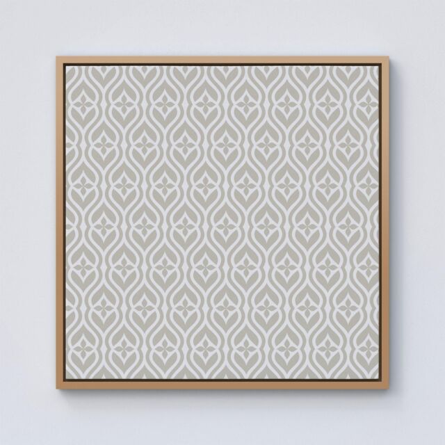 Warren Reed - Designer Abstract Ornament Pattern Framed Canvas in Light Brown - Size: w40 inch x h40 inch - image 1