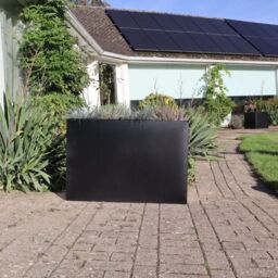 Woven Wood 90cm Long Zinc Galvanised Matte Black 60cm Tall Trough Planter - thumbnail 7