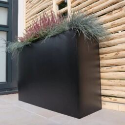 Woven Wood 90cm Long Zinc Galvanised Matte Black 60cm Tall Trough Planter - thumbnail 5