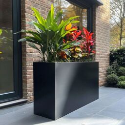 Woven Wood 90cm Long Zinc Galvanised Matte Black 60cm Tall Trough Planter - thumbnail 3