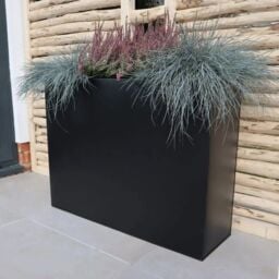 Woven Wood 90cm Long Zinc Galvanised Matte Black 60cm Tall Trough Planter - thumbnail 9