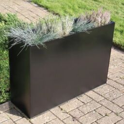 Woven Wood 90cm Long Zinc Galvanised Matte Black 60cm Tall Trough Planter - thumbnail 6