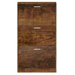 Berkfield Home Shoe Cabinet Smoked Oak 59x17x108 cm Engineered Wood in Brown - Size: 59 x 17 x 108 cm - thumbnail 6