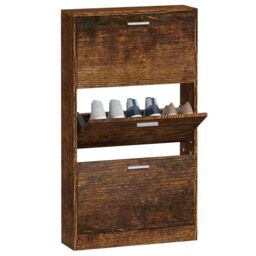 Berkfield Home Shoe Cabinet Smoked Oak 59x17x108 cm Engineered Wood in Brown - Size: 59 x 17 x 108 cm - thumbnail 4
