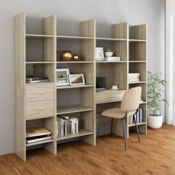 Berkfield Home Book Cabinet Sonoma Oak 40x35x180 cm Engineered Wood in Light Tan - Size: 40 x 35 x 180 cm - thumbnail 6