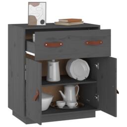 Berkfield Home Sideboard Grey 65.5x40x75 cm Solid Wood Pine - thumbnail 7