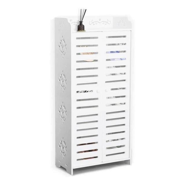 FORGEVIO White Wooden Shoe Storage Cabinet with Door, Freestanding Footwear - image 1