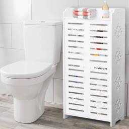FORGEVIO White Wooden Shoe Storage Cabinet with Door, Freestanding Footwear - thumbnail 4
