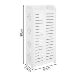 FORGEVIO White Wooden Shoe Storage Cabinet with Door, Freestanding Footwear - thumbnail 2