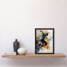 Artery8 Parkour Jump Urban Sport Paint Splat Action Shot Artwork Framed Wall Art Print A4 in Black - thumbnail 2