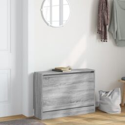 Berkfield Home Shoe Cabinet Grey Sonoma 80x21x57 cm Engineered Wood - Size: 80 x 21 x 57 cm - thumbnail 3