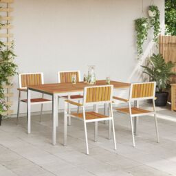 Berkfield Home 5 Piece Garden Dining Set Solid Wood Acacia in Brown - thumbnail 4