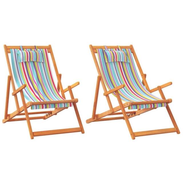 Berkfield Home Folding Beach Chairs 2 pcs Multicolour Fabric - image 1
