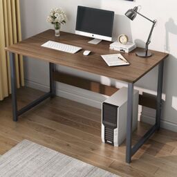 VOGREX Computer Desk Laptop Pc Study Table Home Office Desk Furniture Workstation Table in Brown - Size: 100 cm x 80 cm - thumbnail 4
