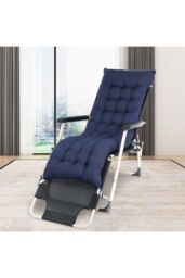 Living and Home 160x50cm Dark Blue Outdoor Sun Lounger Cushion with Slip-Over Back & Side Tie Straps - Size: 160x50 cm - thumbnail 2