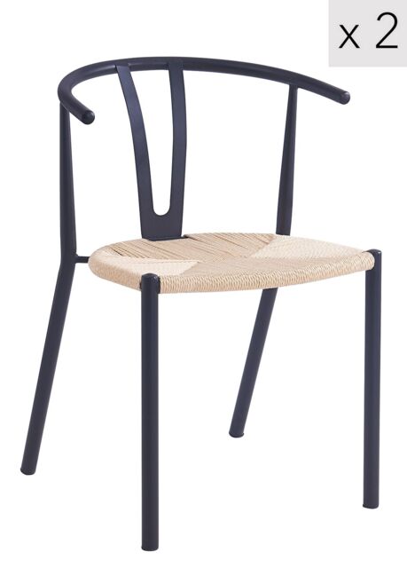 Nordlys Set of 2 Industrial Metal Dining Room Chairs in Black - image 1