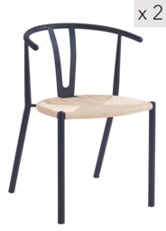 Nordlys Set of 2 Industrial Metal Dining Room Chairs in Black - thumbnail 1
