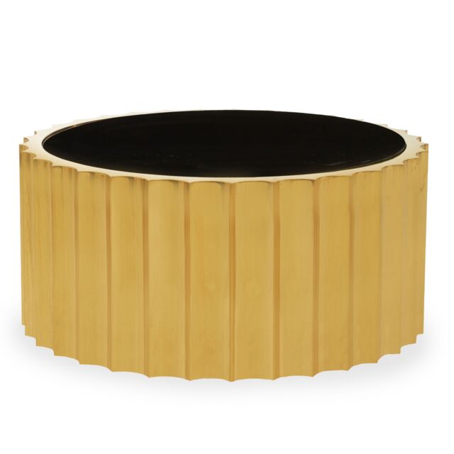 Orsina Black Glass & Gold Titanium Round Coffee Table Modern, Statement Piece Modern Luxury Coffee Table - image 1