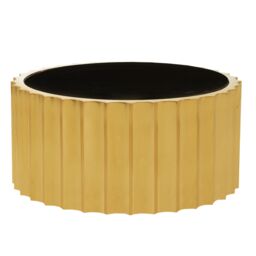 Orsina Black Glass & Gold Titanium Round Coffee Table Modern, Statement Piece Modern Luxury Coffee Table - thumbnail 4