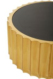 Orsina Black Glass & Gold Titanium Round Coffee Table Modern, Statement Piece Modern Luxury Coffee Table - thumbnail 2