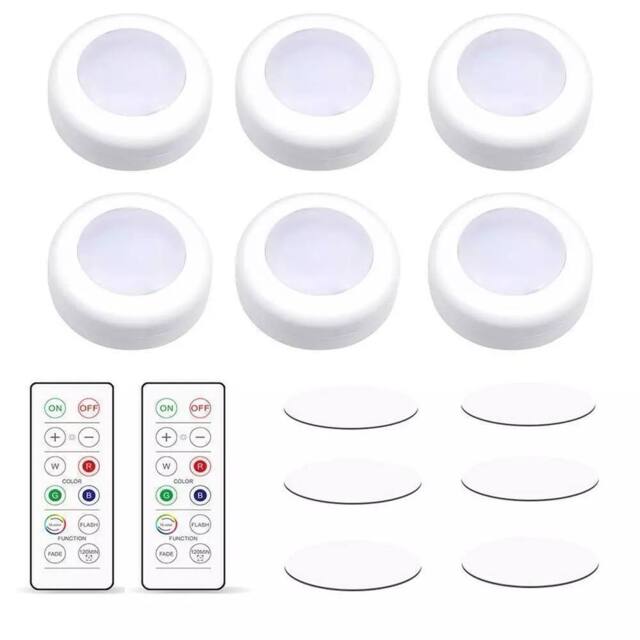 Havendro 6-Pack LED Puck Lights with 2 Remote, 16 Colors in White - image 1