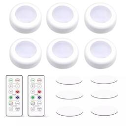 Havendro 6-Pack LED Puck Lights with 2 Remote, 16 Colors in White - thumbnail 1