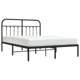 Berkfield Home Metal Bed Frame with Headboard Black 140x190 cm - thumbnail 3