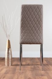 FurnitureboxUK Santorini Brown Wood Effect Dining Table & 6 Milan Chrome Leg Chairs in Beige - thumbnail 6