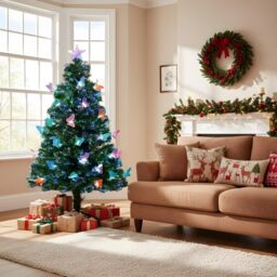 Shatchi 5Ft/150cm Butterflies Fibre Optic Christmas Tree LED Pre-Lit in Green - Size: 5ft - thumbnail 6