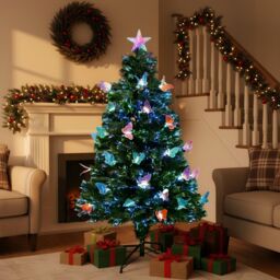 Shatchi 5Ft/150cm Butterflies Fibre Optic Christmas Tree LED Pre-Lit in Green - Size: 5ft - thumbnail 3