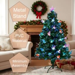 Shatchi 5Ft/150cm Butterflies Fibre Optic Christmas Tree LED Pre-Lit in Green - Size: 5ft - thumbnail 9
