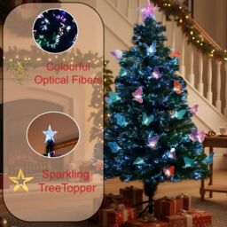 Shatchi 5Ft/150cm Butterflies Fibre Optic Christmas Tree LED Pre-Lit in Green - Size: 5ft - thumbnail 8