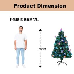Shatchi 5Ft/150cm Butterflies Fibre Optic Christmas Tree LED Pre-Lit in Green - Size: 5ft - thumbnail 7