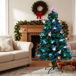 Shatchi 5Ft/150cm Butterflies Fibre Optic Christmas Tree LED Pre-Lit in Green - Size: 5ft - thumbnail 4