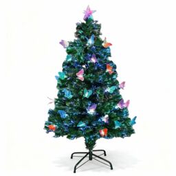 Shatchi 5Ft/150cm Butterflies Fibre Optic Christmas Tree LED Pre-Lit in Green - Size: 5ft - thumbnail 2