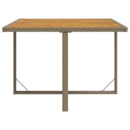 Berkfield Home Garden Table Beige 109x107x74 cm Poly Rattan&Solid Wood Acacia - Size: 109 x 107 x 74 cm - thumbnail 5