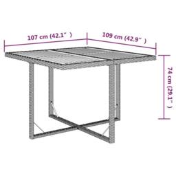 Berkfield Home Garden Table Beige 109x107x74 cm Poly Rattan&Solid Wood Acacia - Size: 109 x 107 x 74 cm - thumbnail 8
