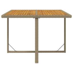 Berkfield Home Garden Table Beige 109x107x74 cm Poly Rattan&Solid Wood Acacia - Size: 109 x 107 x 74 cm - thumbnail 4
