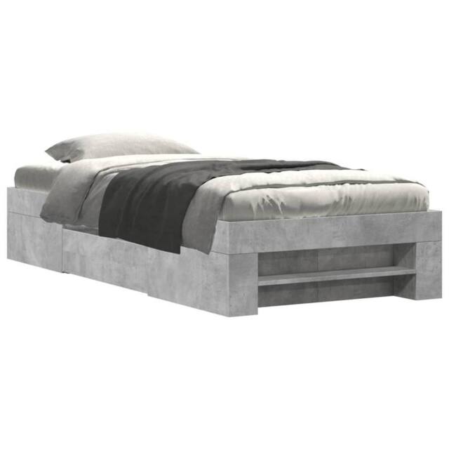 Berkfield Home Bed Frame without Mattress Concrete Grey 90x200cm Engineered Wood - Size: 90x200 cm - image 1
