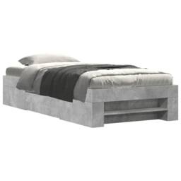 Berkfield Home Bed Frame without Mattress Concrete Grey 90x200cm Engineered Wood - Size: 90x200 cm - thumbnail 1